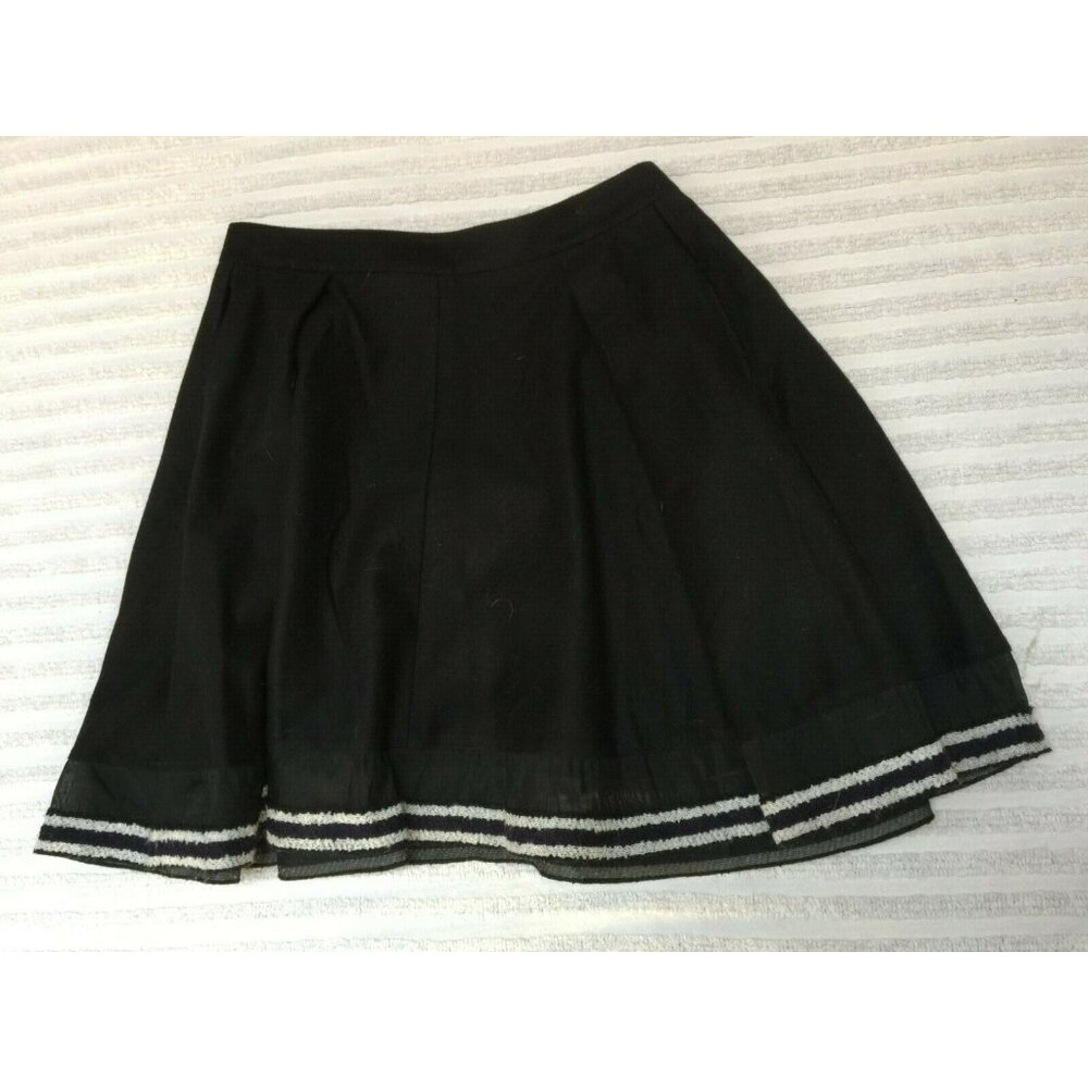 Ostwald Helgason Ikram Womens Wool Blend Flare Mini Skirt Size 8 Black Lace Trim